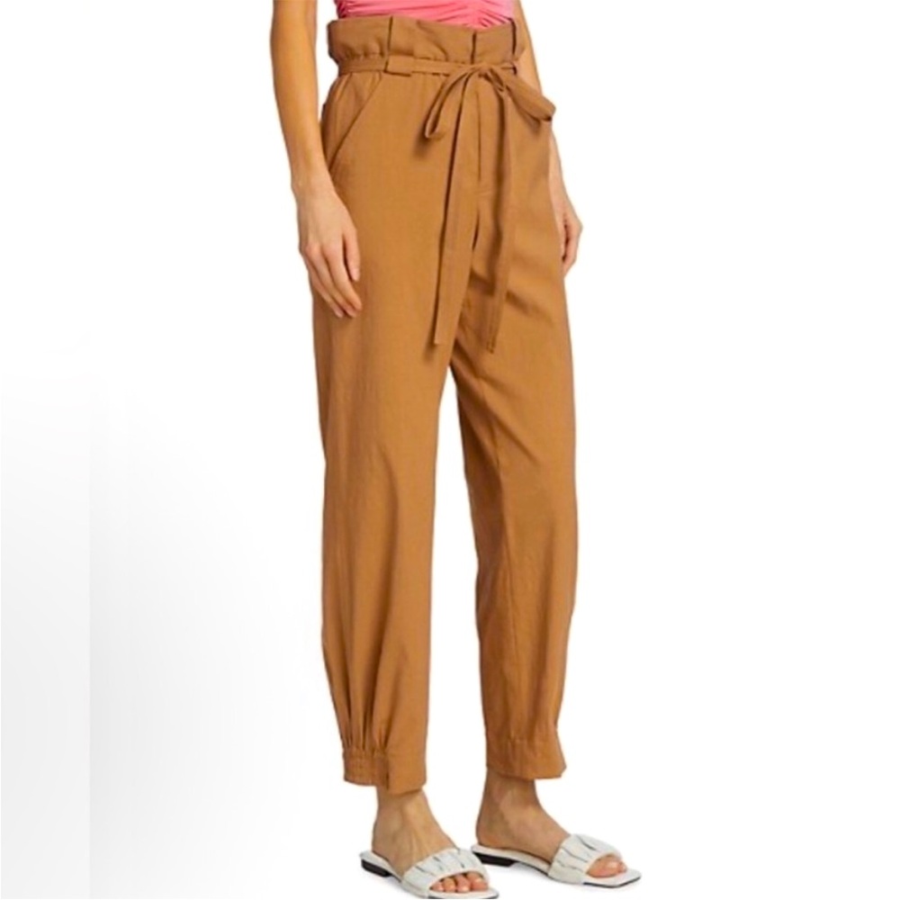 A.L.C. Dylan Brown Tie Waist Stretch Linen Joggers Size 2